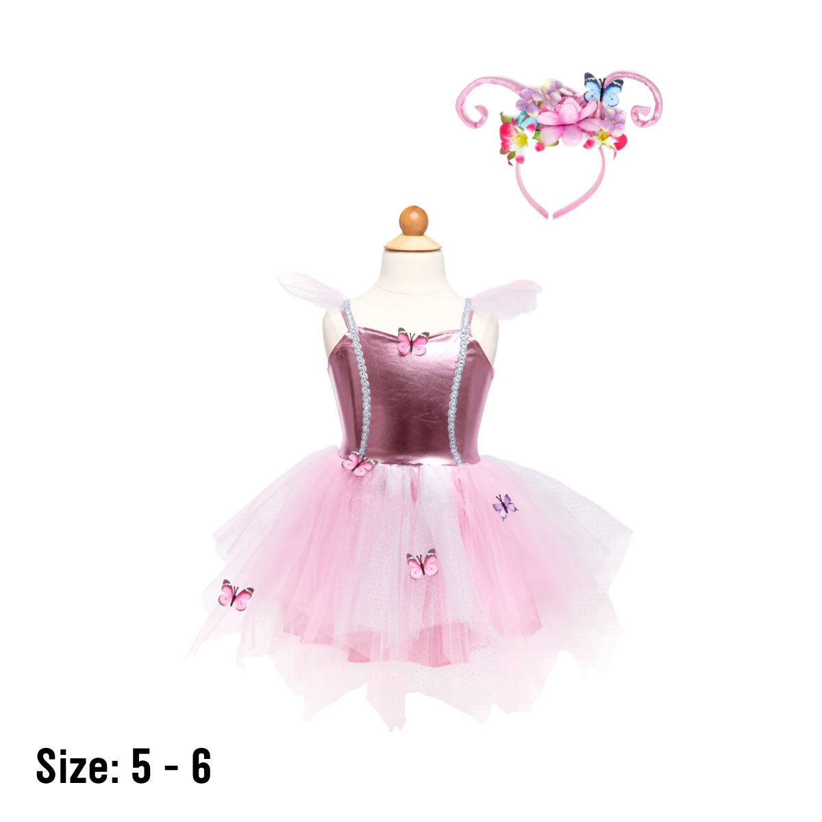 Great Pretenders Woodland Butterfly Dress & Headpiece Size 5-6