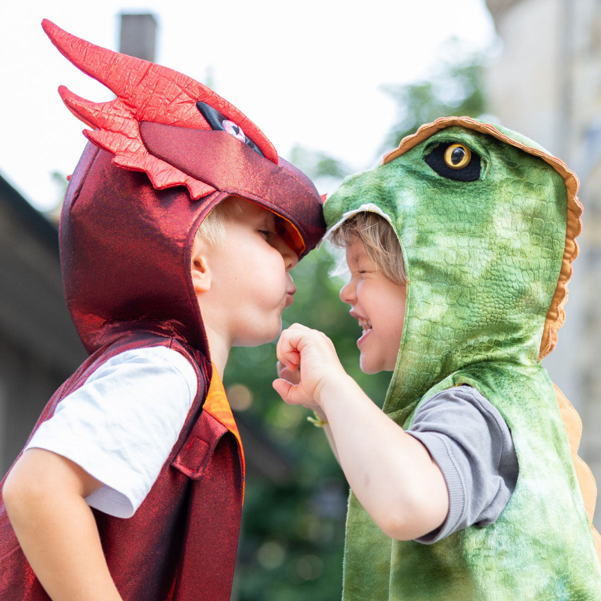 Great Pretenders All Day Everyday Dragon Vest (red) and Dinosaur Vest (green)