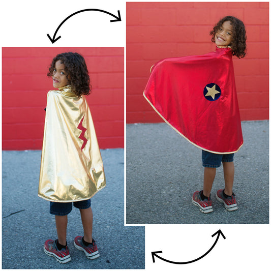 Great Pretenders Gold and Red Reversible Wonder Cape