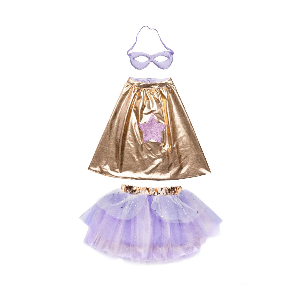Great Pretenders Super Duper Tutu, Cape, & Mask - Lilac/Rose Gold