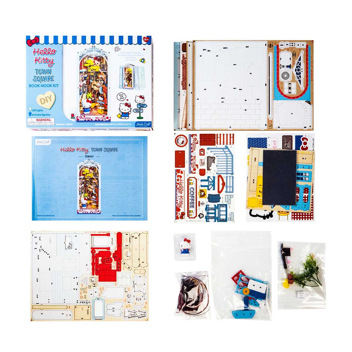 Hands Craft DIY Miniature Book Nook Kit Hello Kitty Town Square