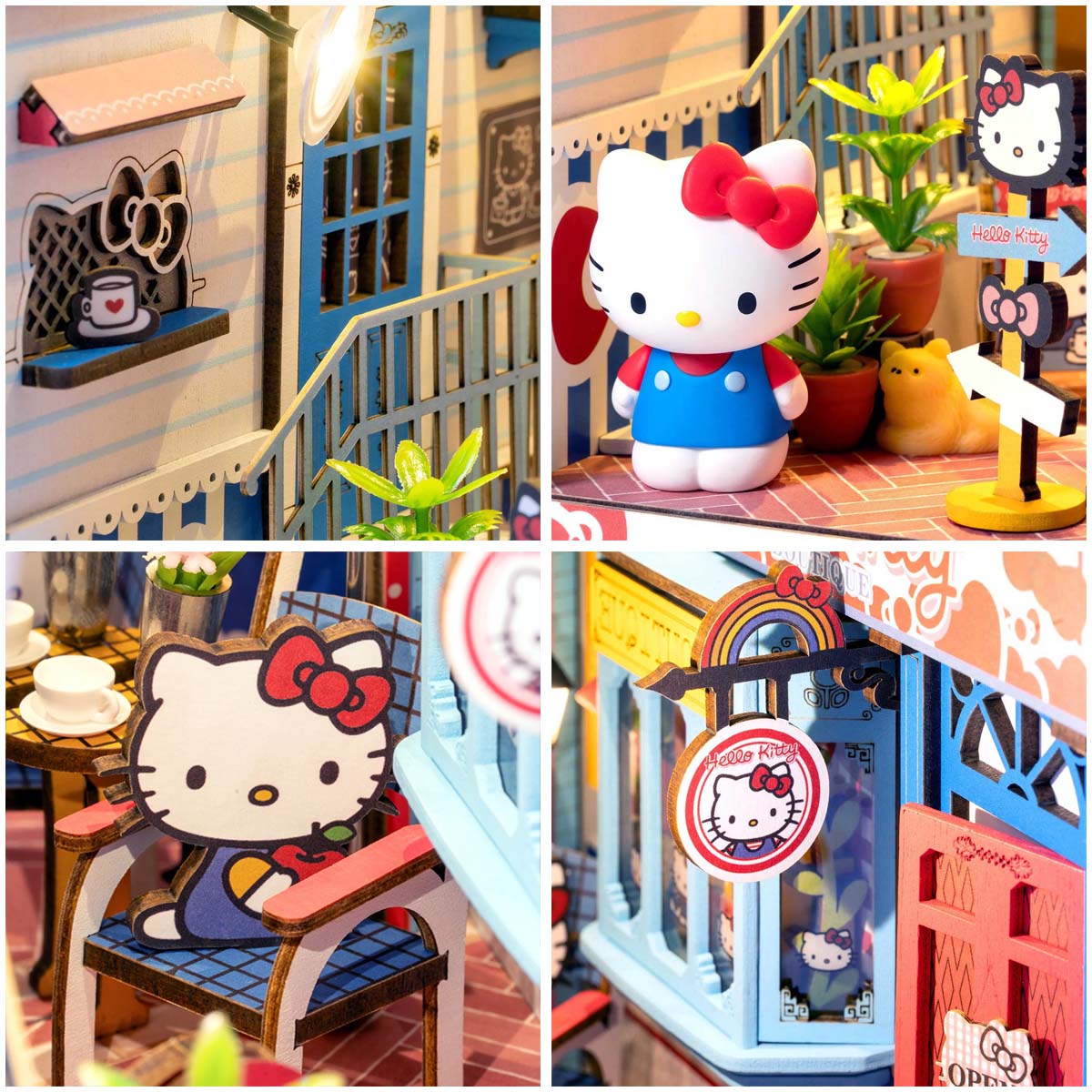 Hands Craft DIY Miniature Book Nook Kit Hello Kitty Town Square