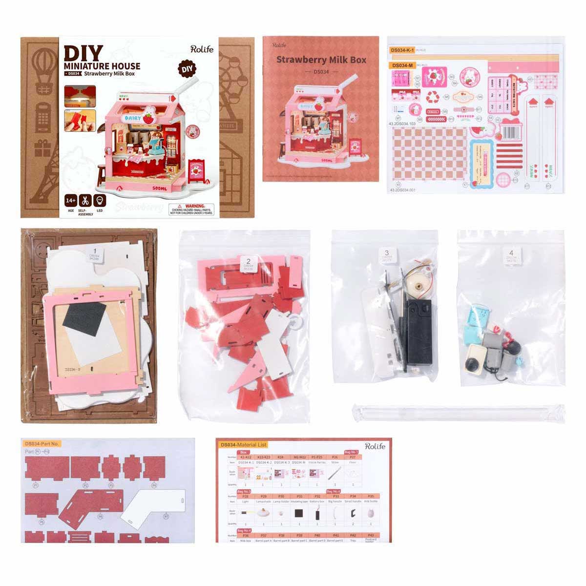 Hands Craft DIY Miniature House - Strawberry Milk Box Kit