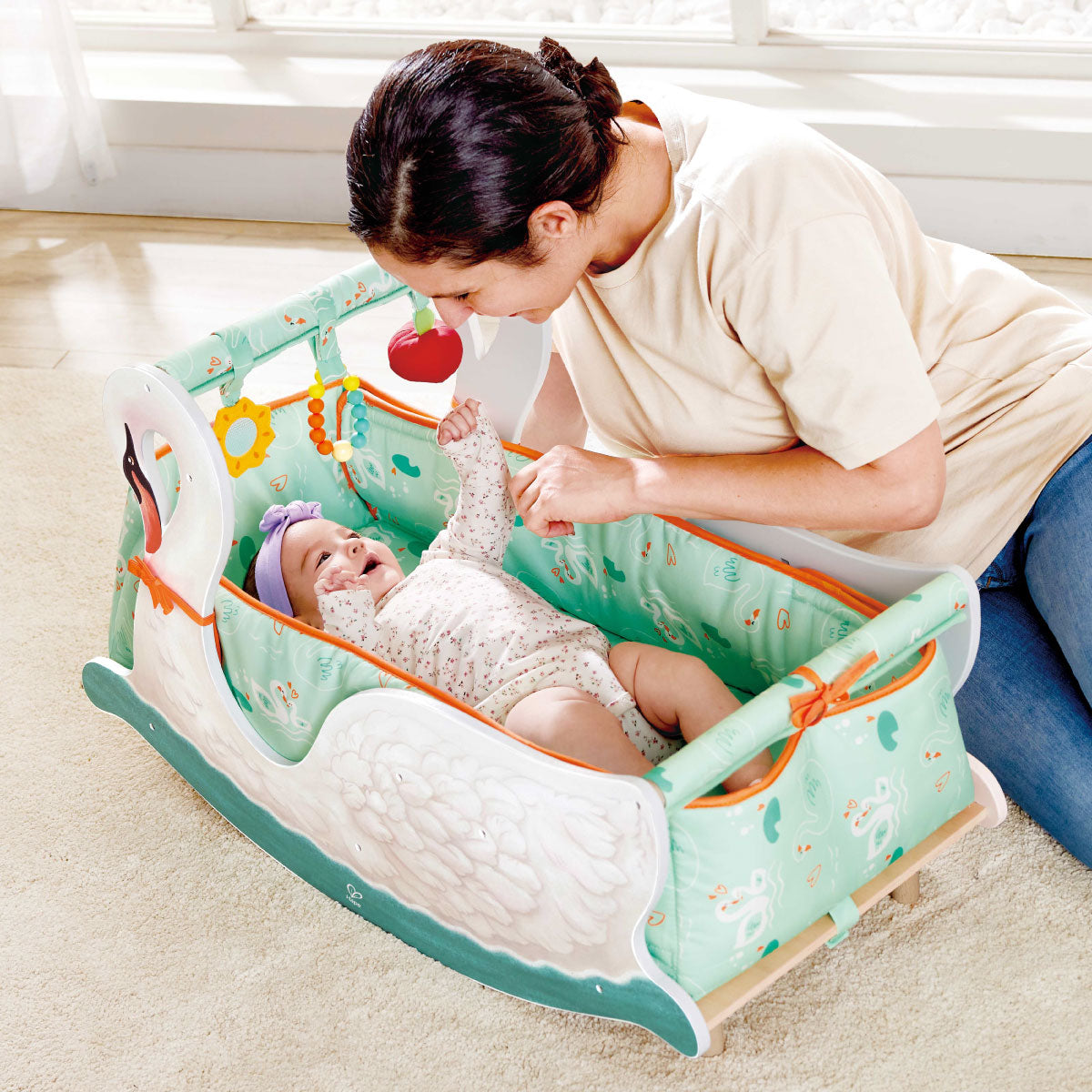 Hape 2-in-1 Swan Seat & Bassinet – Happy Up Inc Toys & Games