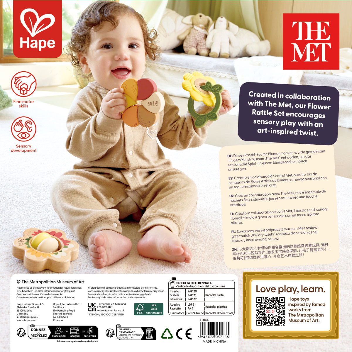 Artful Flowers Rattle Trio - Hape x The Met