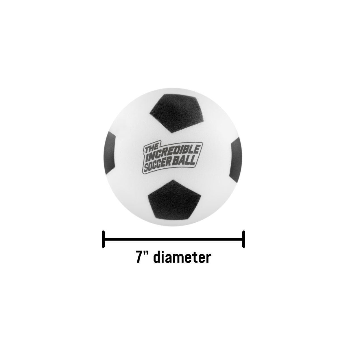 Incredible Soccer Ball measures about 7" in diameter