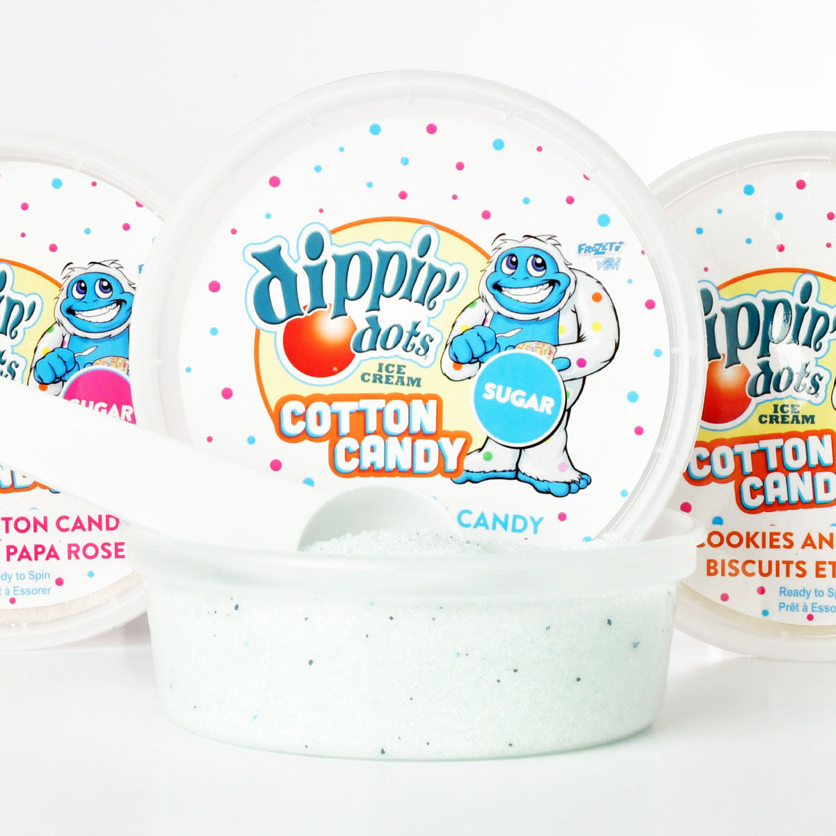 iScream Dippin' Dots Cotton Candy Floss Sugars 3 pack: Cookies & Cream, Pink Cotton Candy, and Blue Cotton Candy flavors