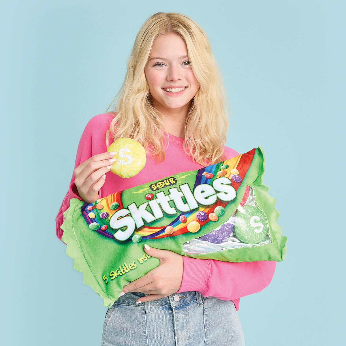 iScream Sour Skittles Candy Package Fleece Plush