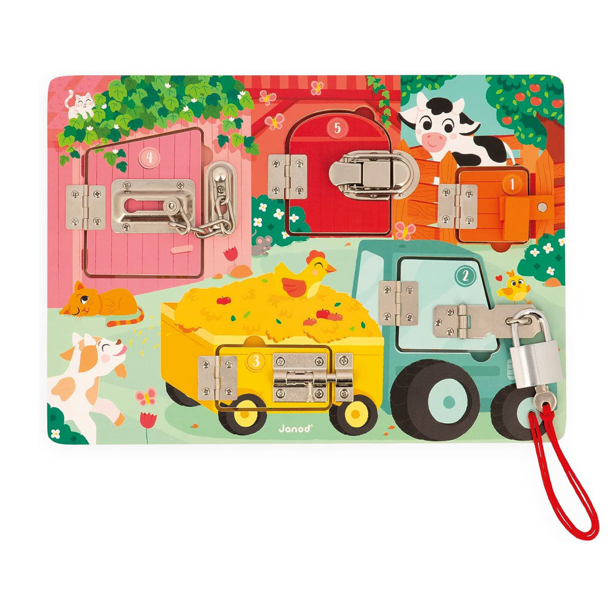 Janod Wooden Padlocks Board: The Farm