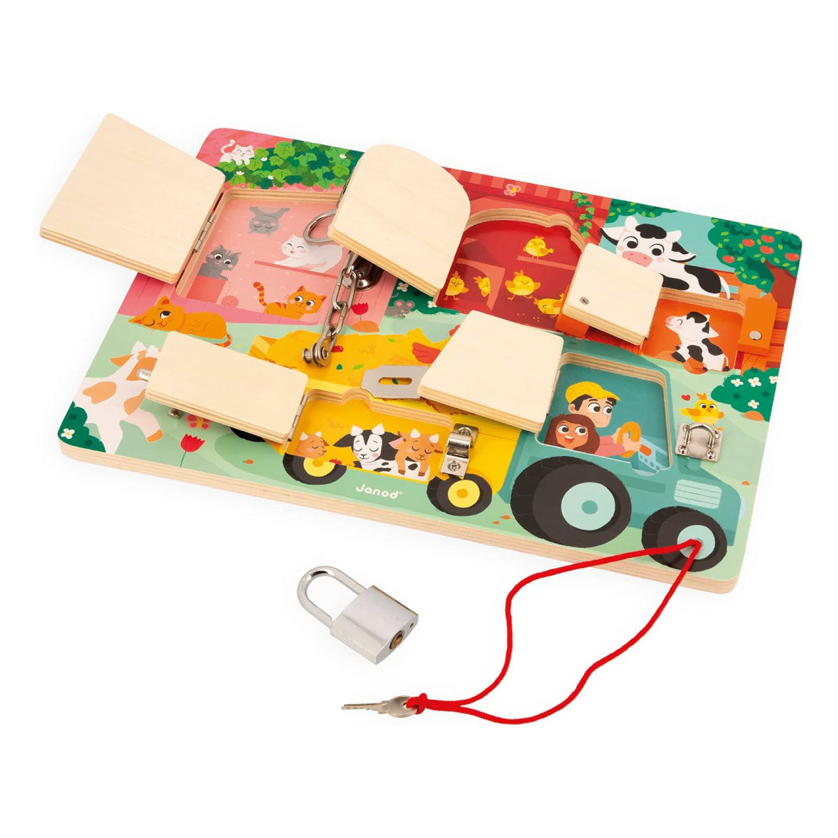 Janod Wooden Padlocks Board: The Farm