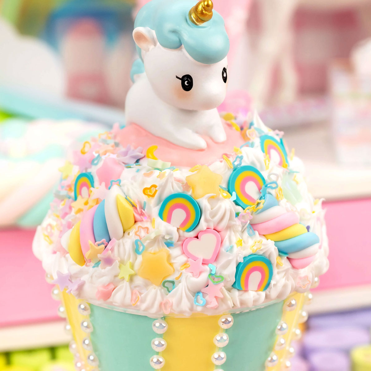 Kawaii Slime Play & Display Unicorn Parfait Clay Cafe Kit