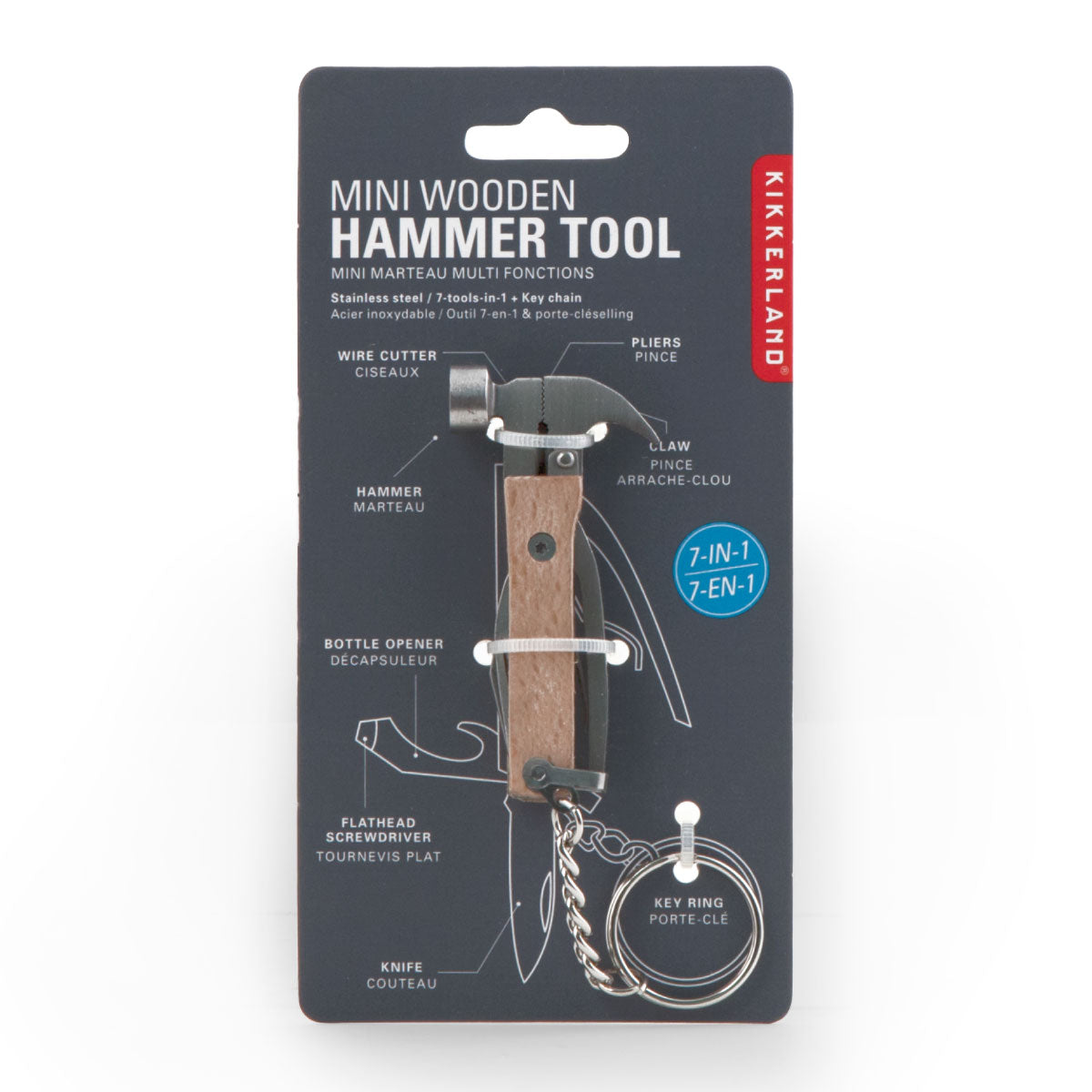 Kikkerland Mini Wooden Hammer Multi-Tool