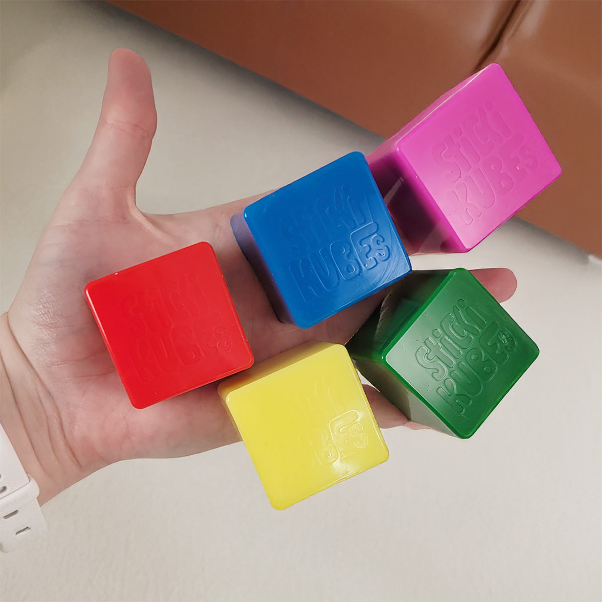 StickiKubes Jumbo 5 Cube Pack - Red, Blue, Pink, Yellow, and Green