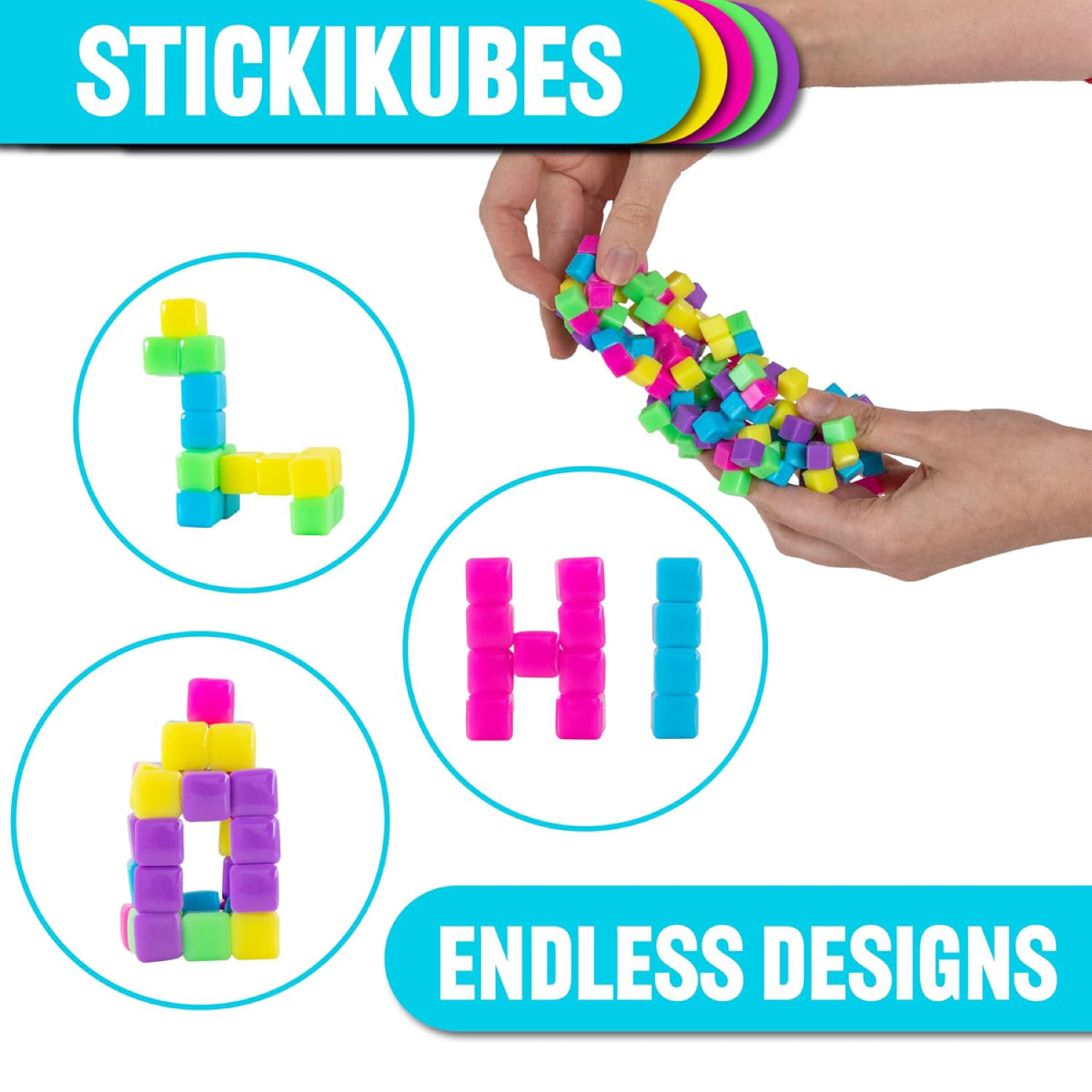 StickiKubes 125 Cube Tub - Rainbow Colors
