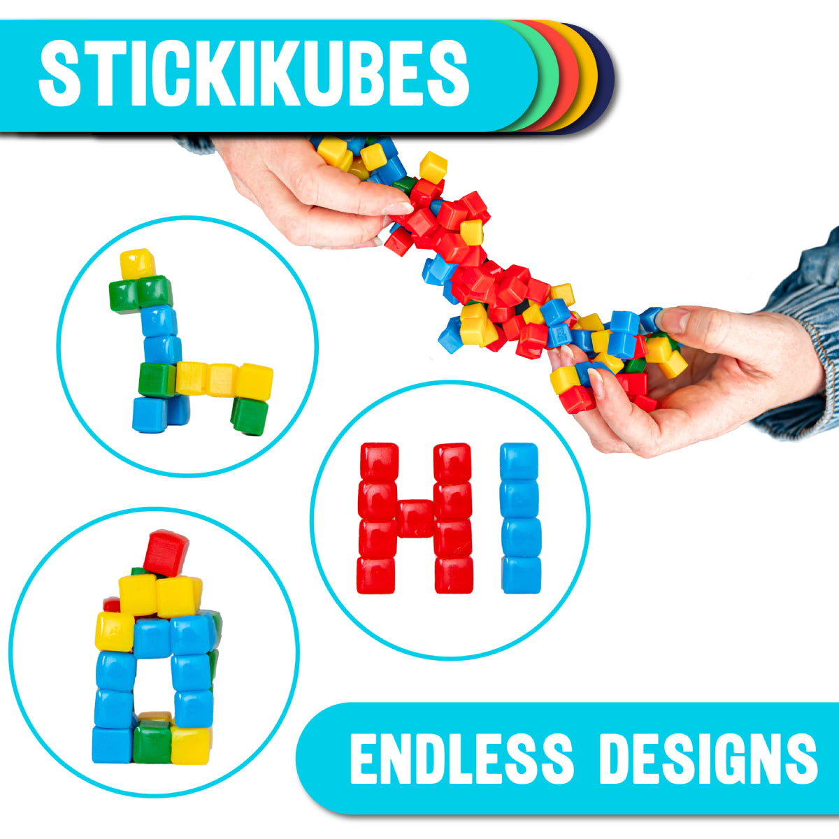 StickiKubes 125 Cube Tub - Rainbow Colors