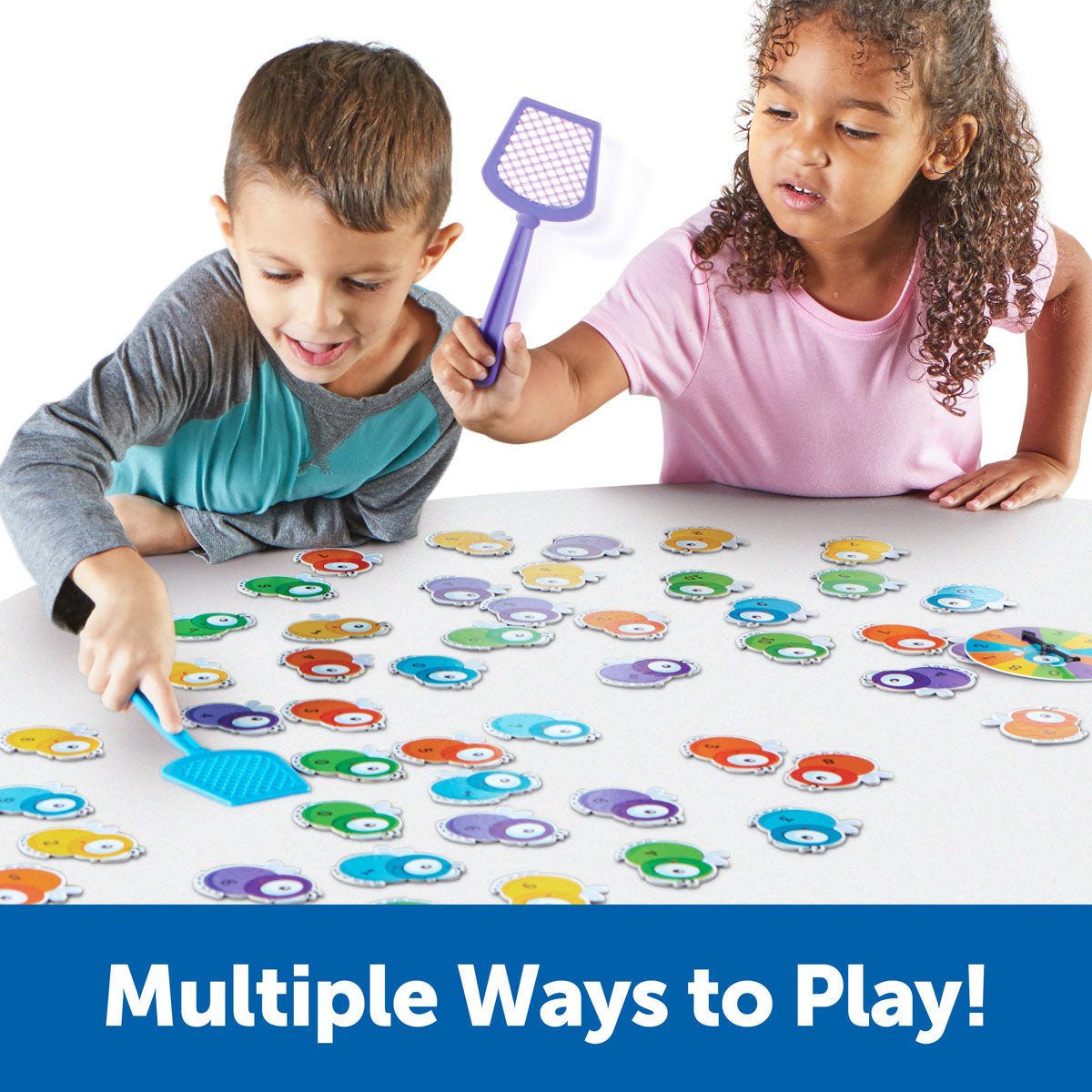 Learning Resources Mathswatters Addition & Subtraction Game has multiple ways to play so you can adjust the game to the players' skills.