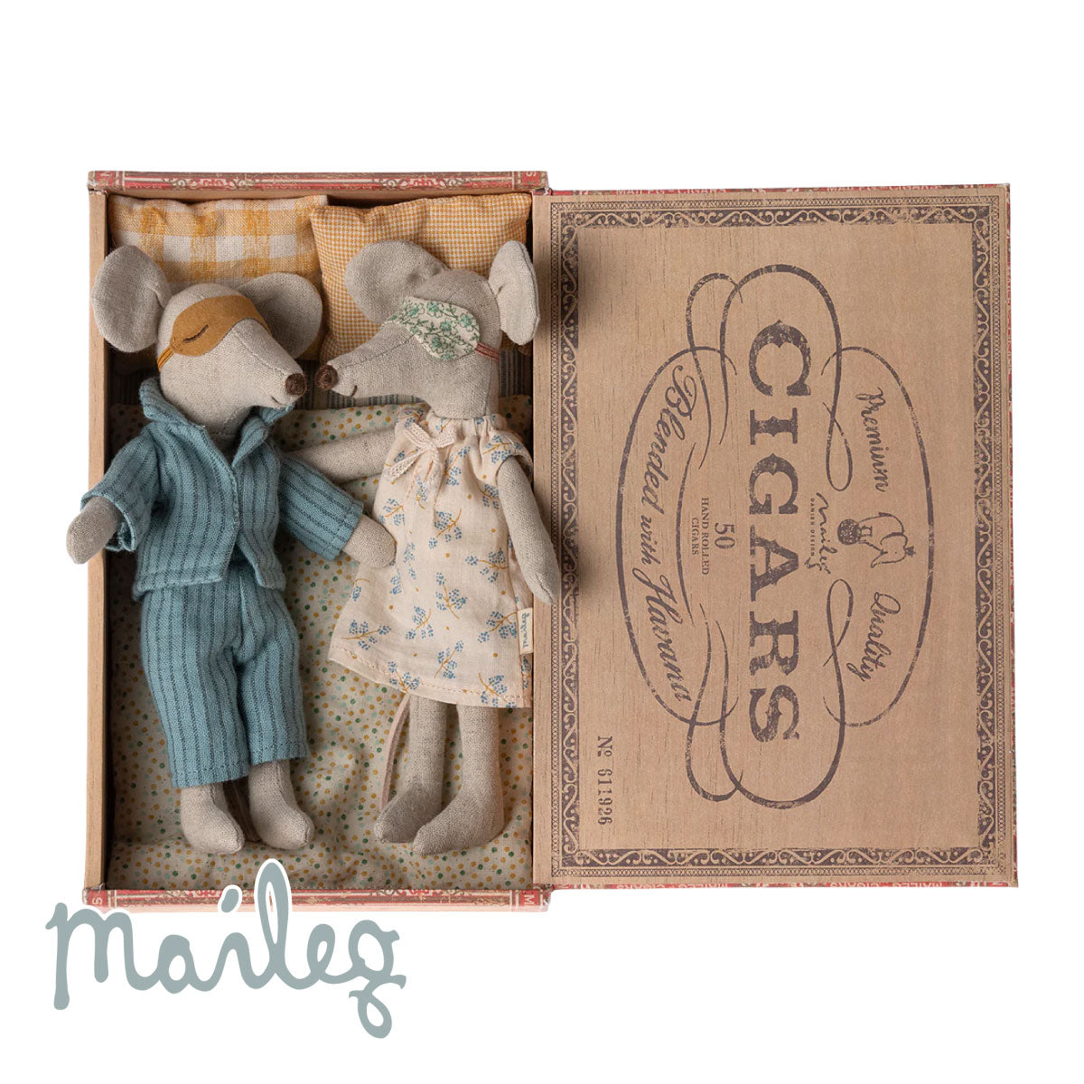Maileg Mum & Dad Mice in Cigar Box