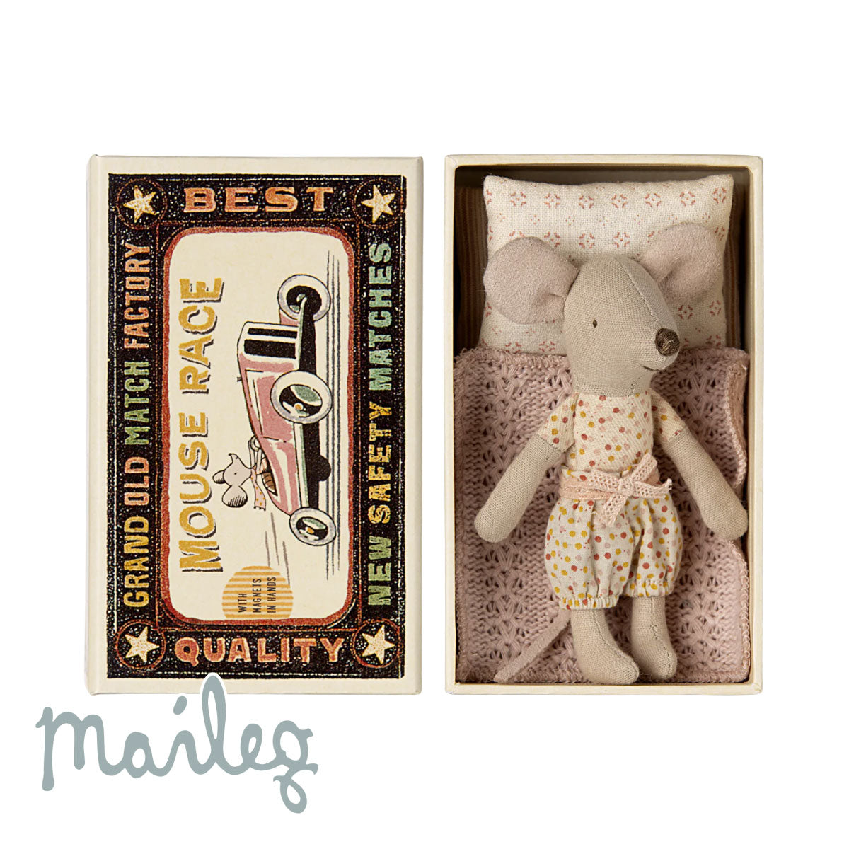 Maileg Little Sister Mouse in Matchbox