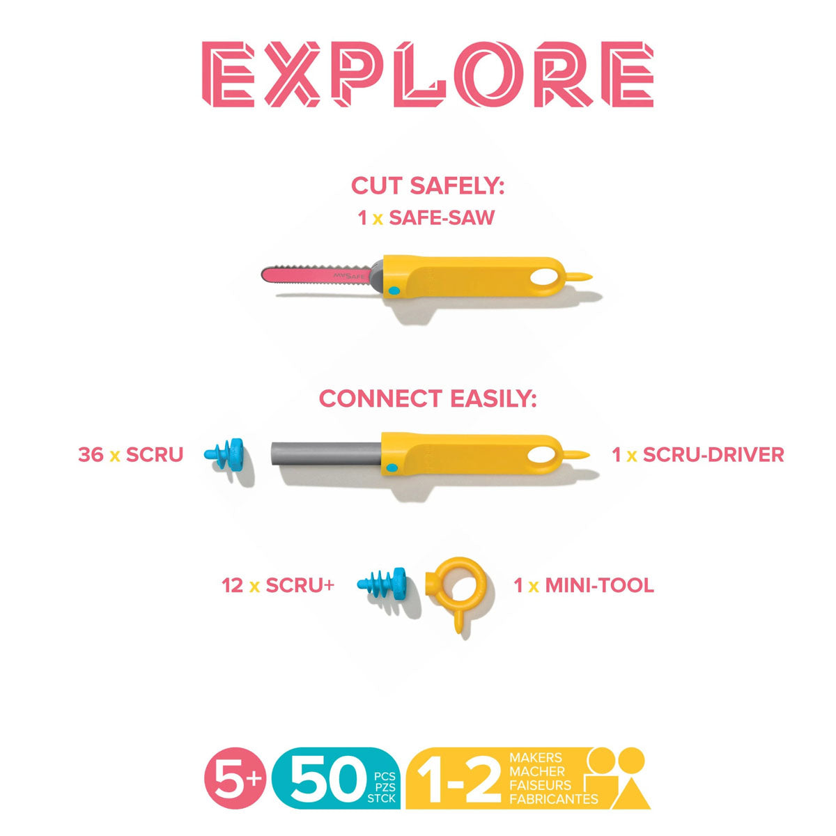 Makedo Explore Kit With Tools - 50pc