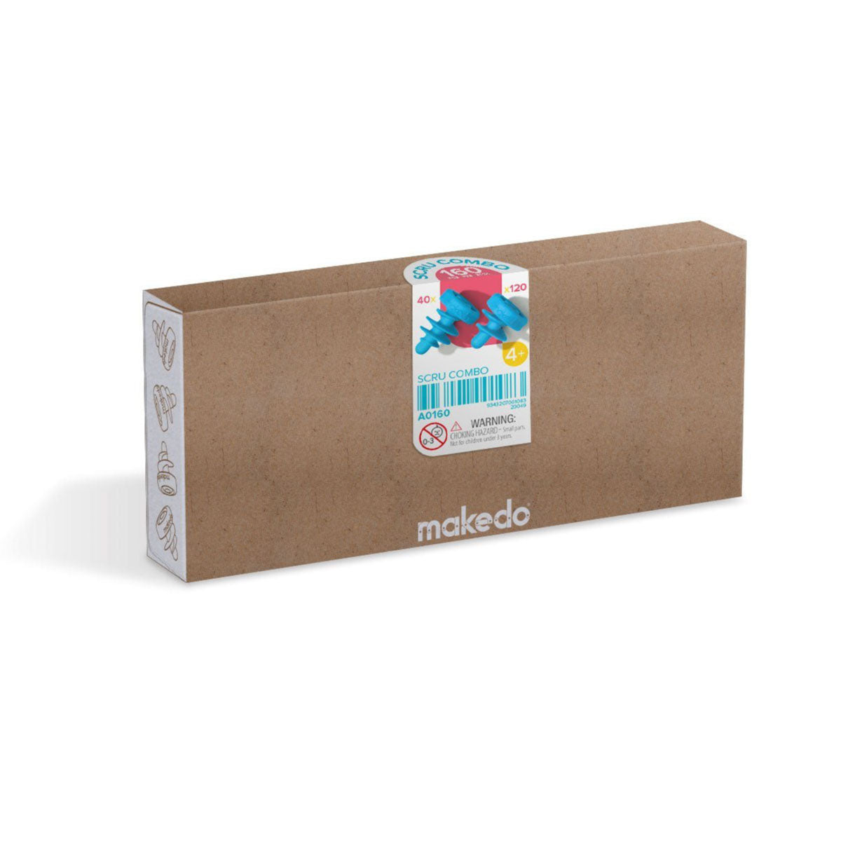 Makedo Scru and Scru+ Combo Set for Cardboard - 160pc