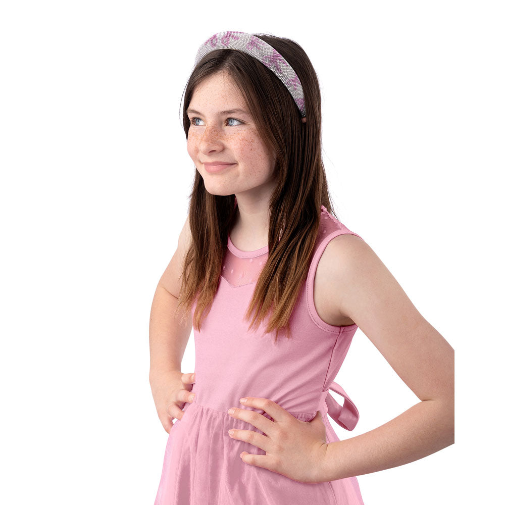 Mavi Bandz Pink Ribbon Bow Crystal Rhinestone Headband