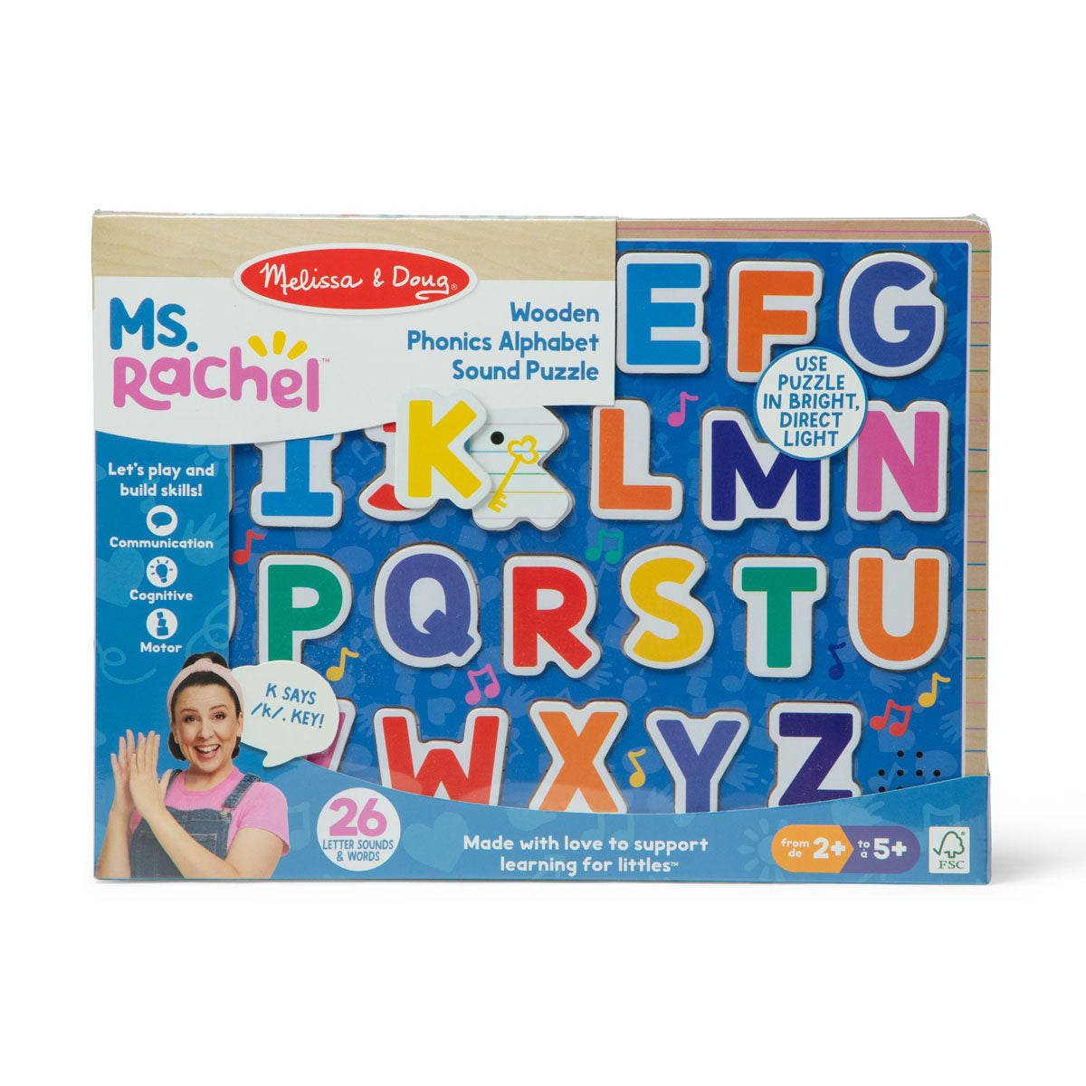 Melissa & Doug Ms Rachel Wooden Phonics Alphabet Sound Puzzle
