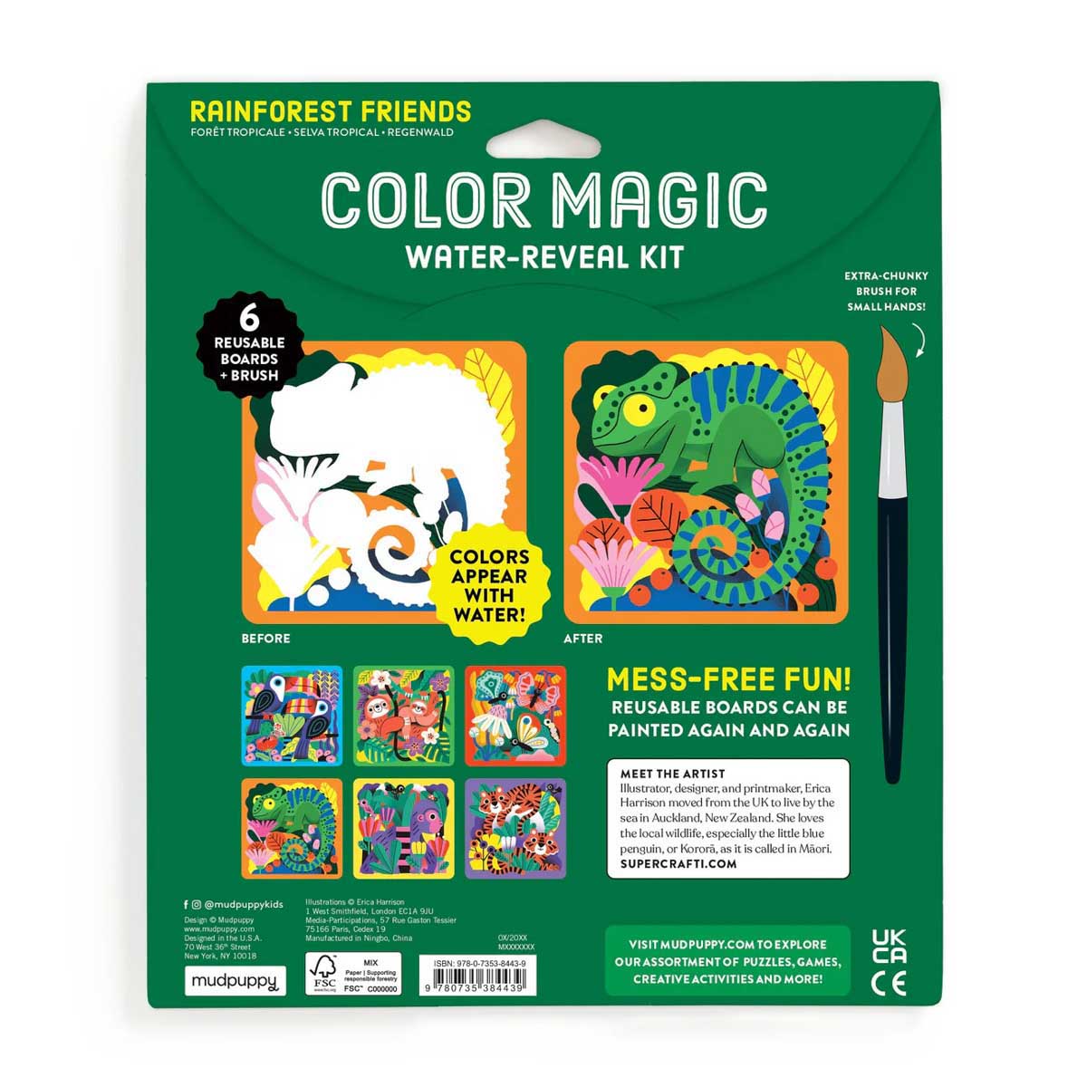 Mudpuppy Rainforest Friends Color Magic Water-Reveal Kit