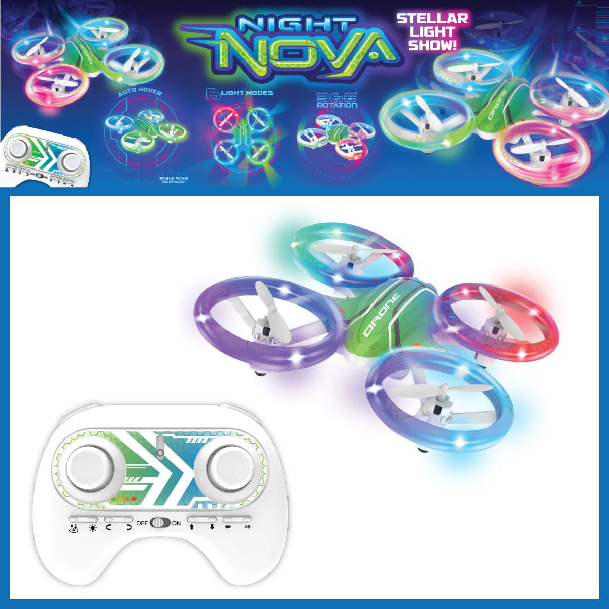 NightNova LED Drone RC Quad Copter Happy Up Inc Toys Games