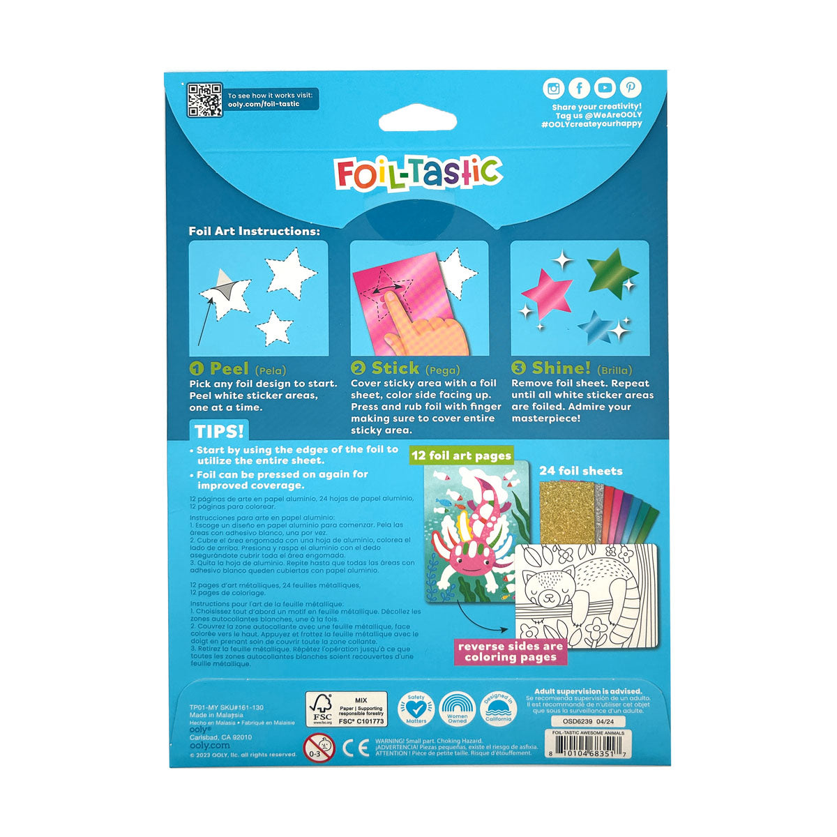 Foil-tastic Foil Art & Coloring Awesome Animals by Ooly