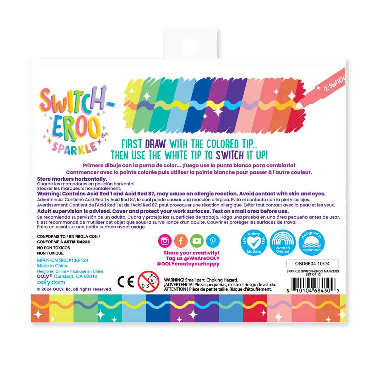 OOLY - Switch-Eroo Sparkle Glittery Color Changing Markers - Set of 12