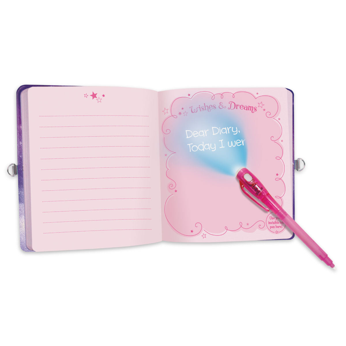 Peaceable Kingdom Unicorn Dreams Invisible Ink Lock and Key Diary