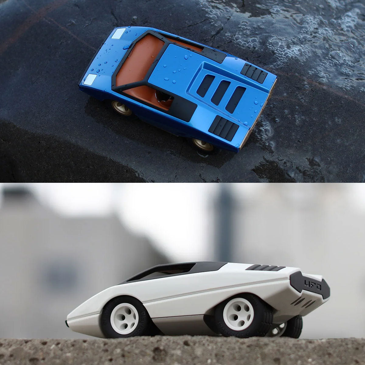 Playforever UFO Blue Leonessa and White Colomba Concept Cars