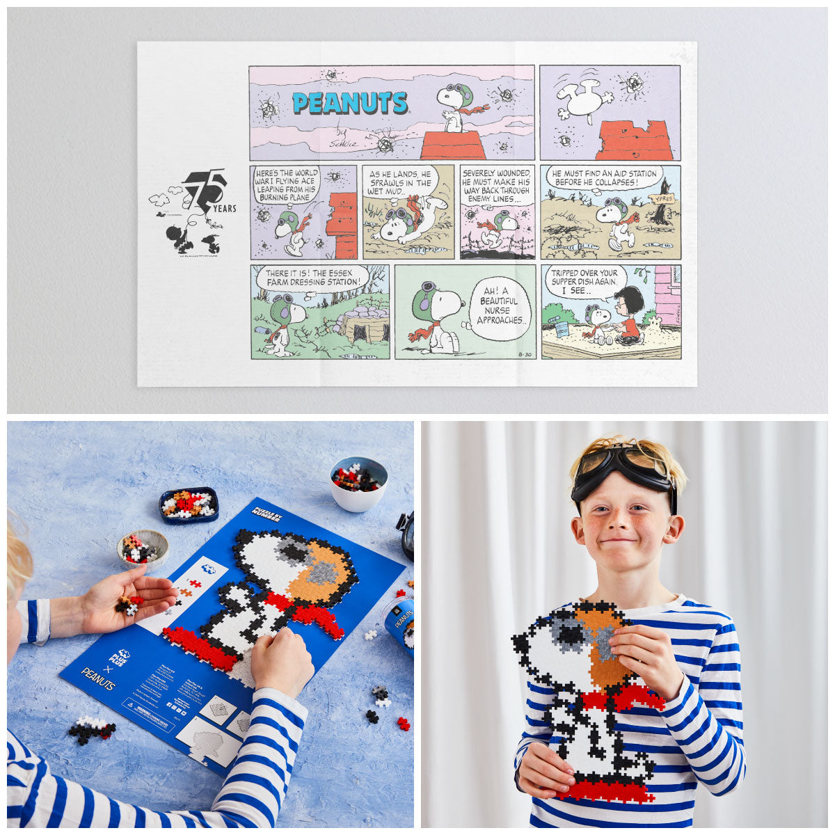 Snoopy Flying Ace - Plus-Plus Peanuts Puzzle By Number 275 pc Tube