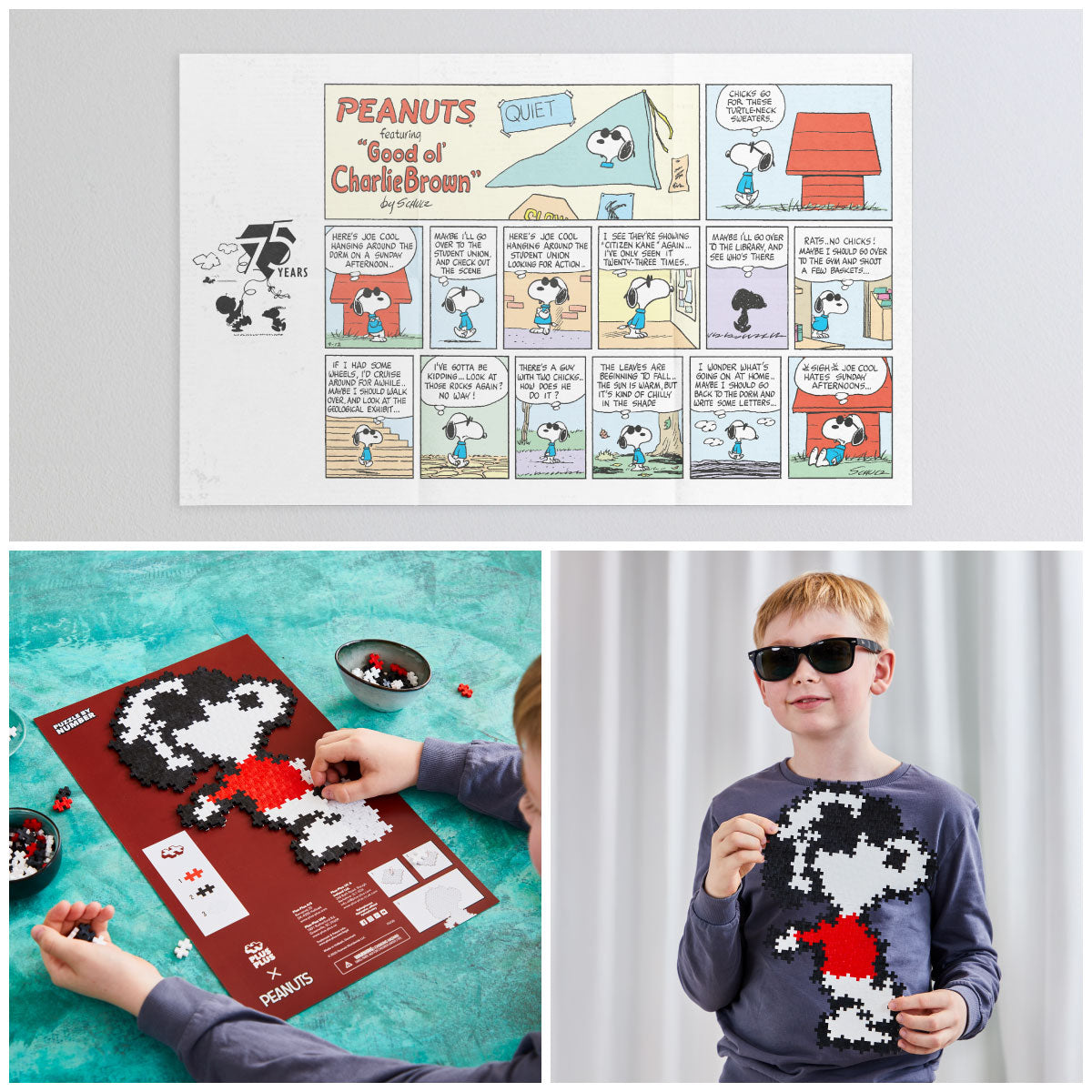 Snoopy Joe Cool - Plus-Plus Peanuts Puzzle By Number 275 pc Tube