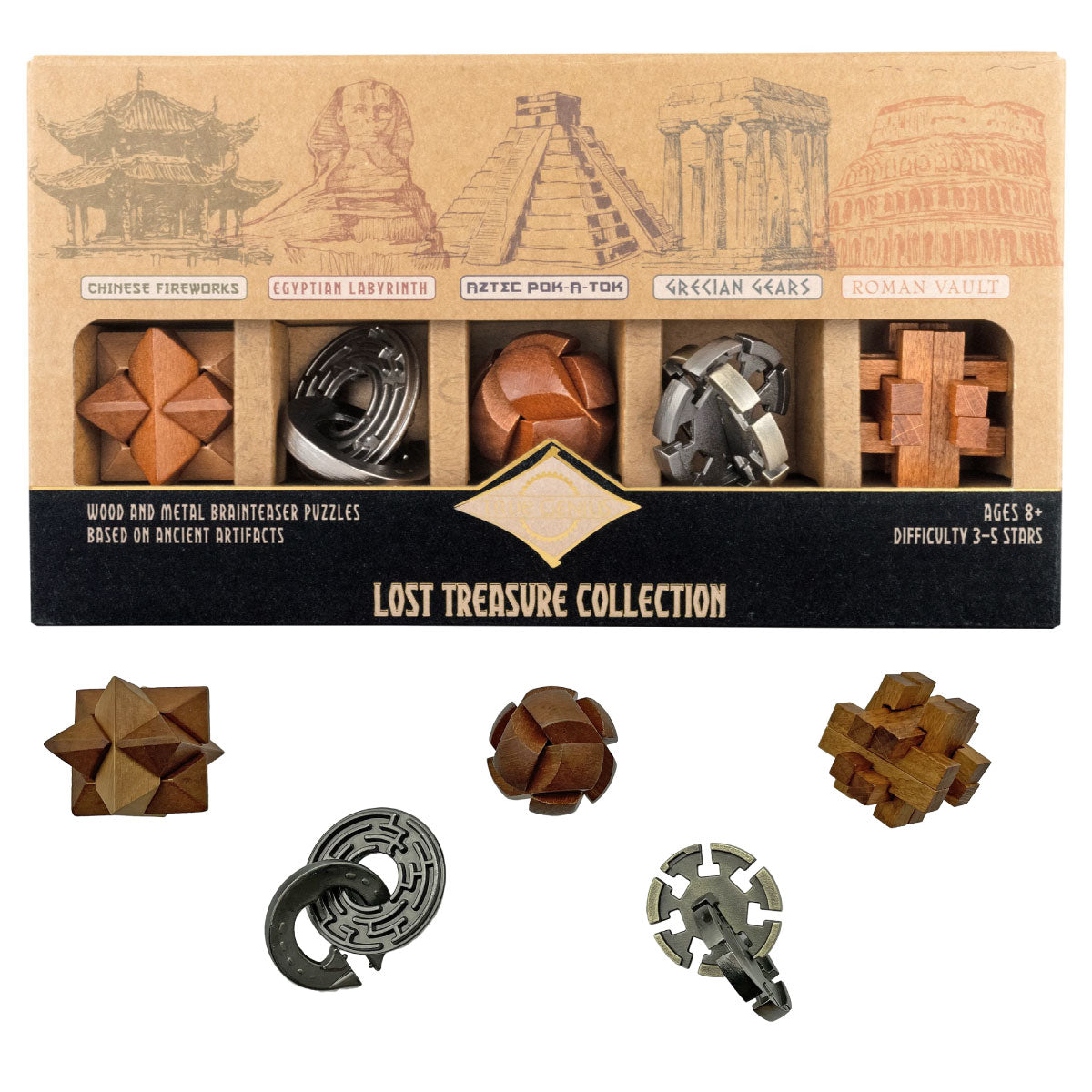 True Genius Lost Treasure Collection set of 5 Brain Teaser Puzzles