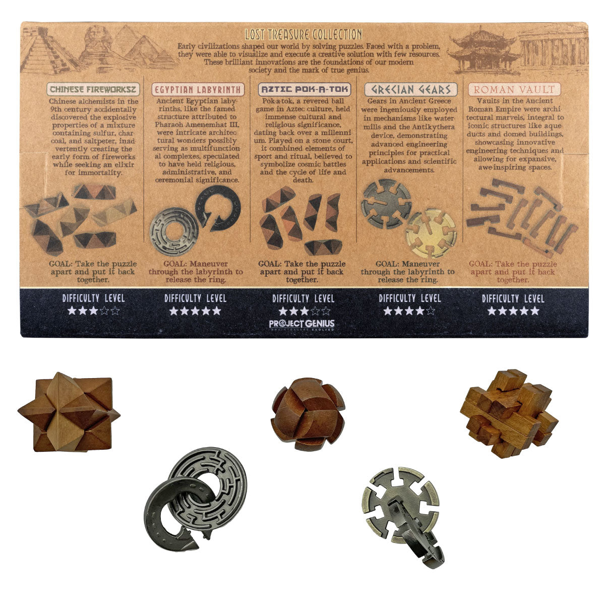 True Genius Lost Treasure Collection set of 5 Brain Teaser Puzzles