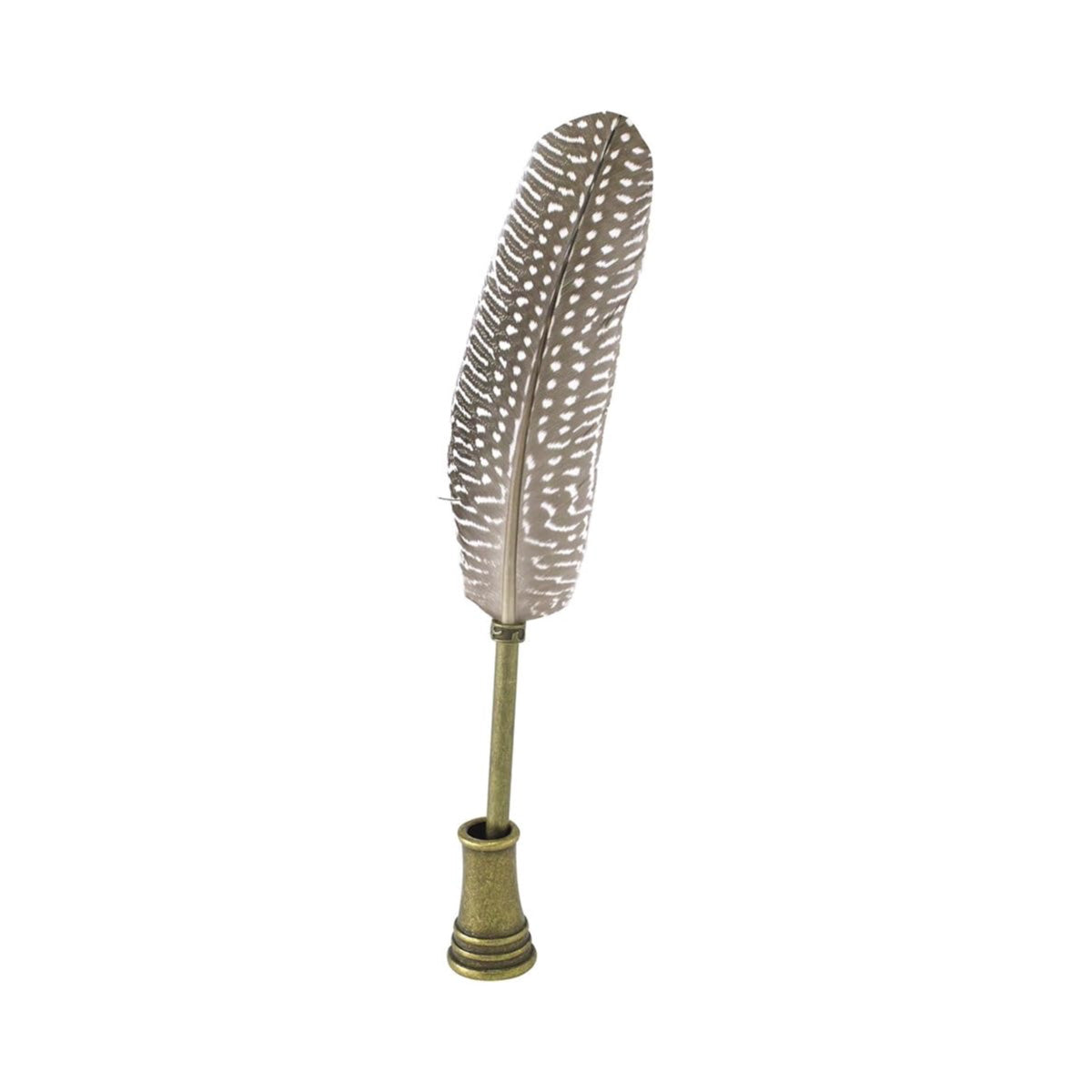 Feather Quill Pen & Stand - Brown & Cream Duck Feather