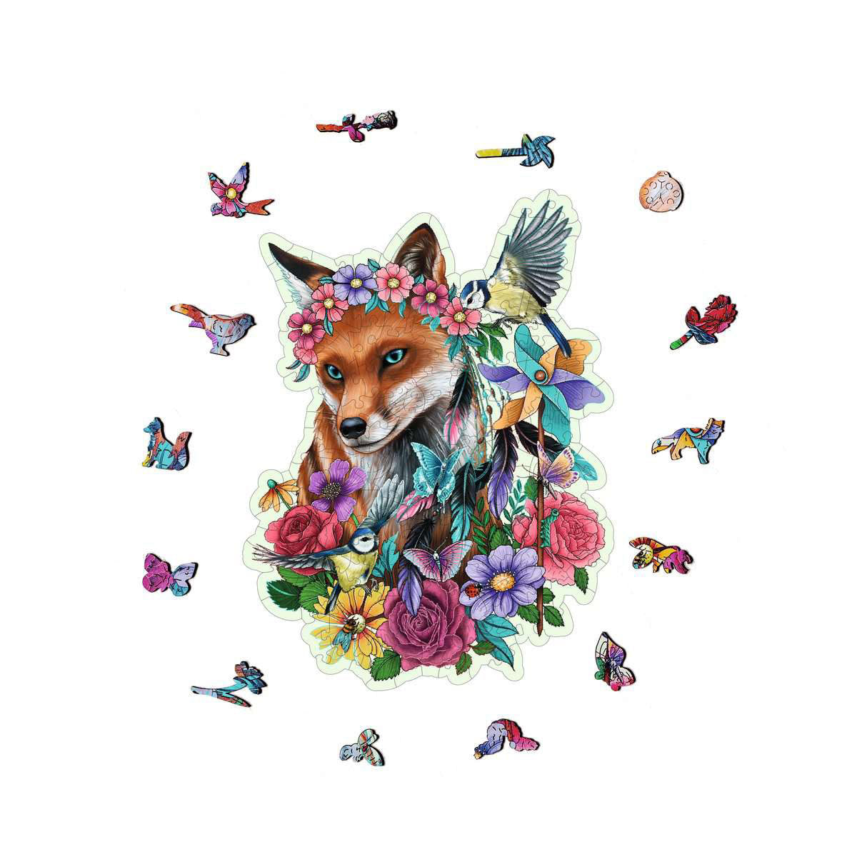 Ravensburger Shaped Wooden Jigsaw Puzzle Colorful Fox - 150 Piece