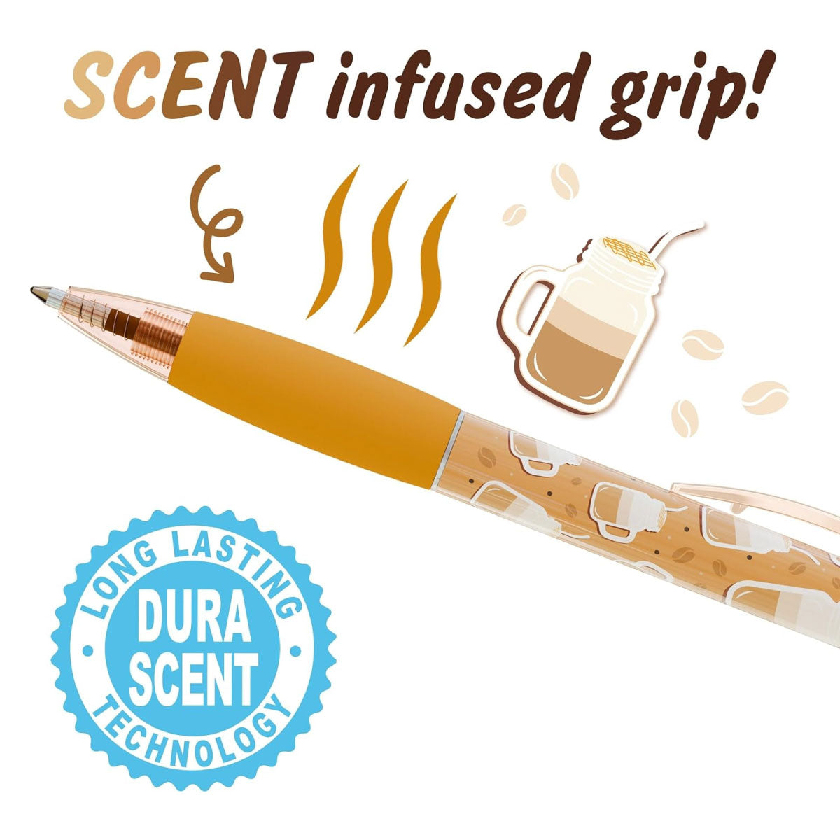 Coffee Smens Gourmet Scented Pens - Set of 6 Black Gel Pens