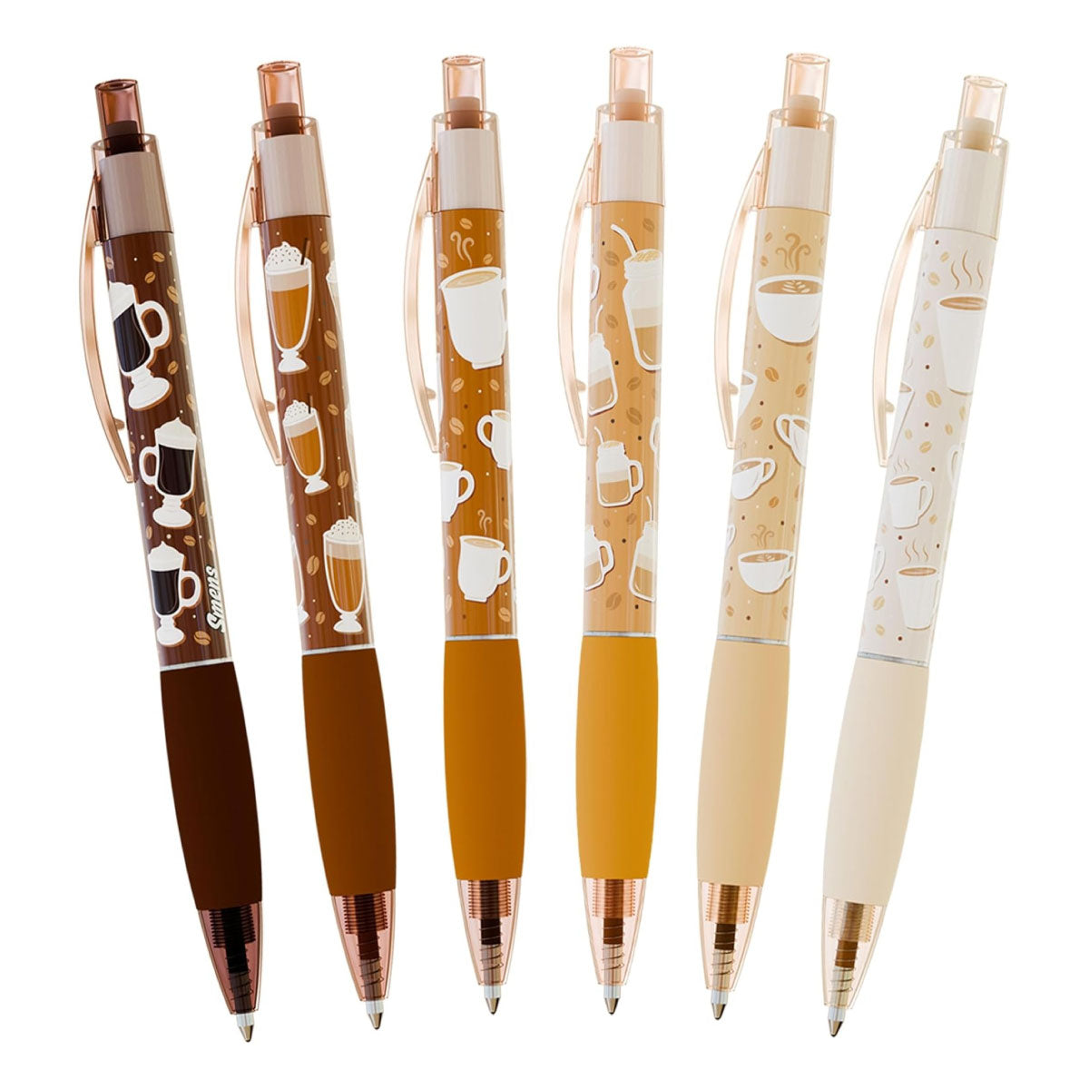 Coffee Smens Gourmet Scented Pens - Set of 6 Black Gel Pens