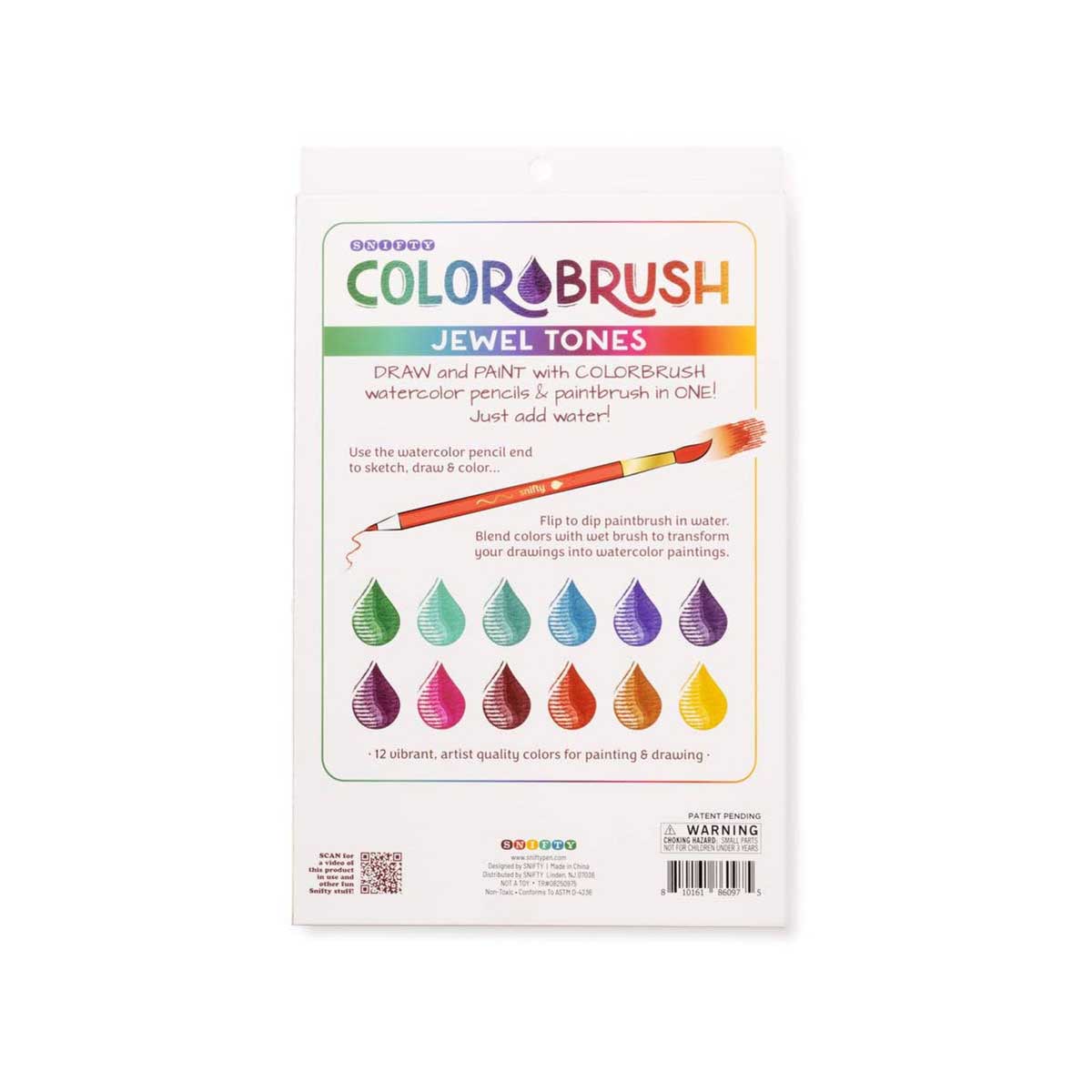 Color Brush Watercolor Pencil & Paintbrush in One Jewel Tones - Set of 12