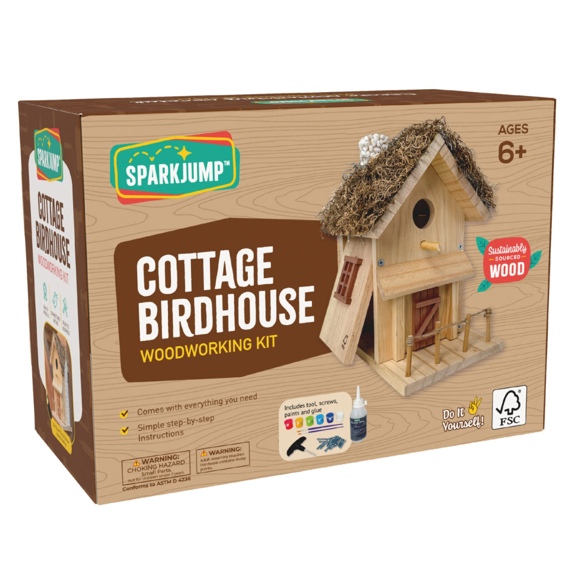 Sparkjump Cottage Birdhouse Woodworking Kit