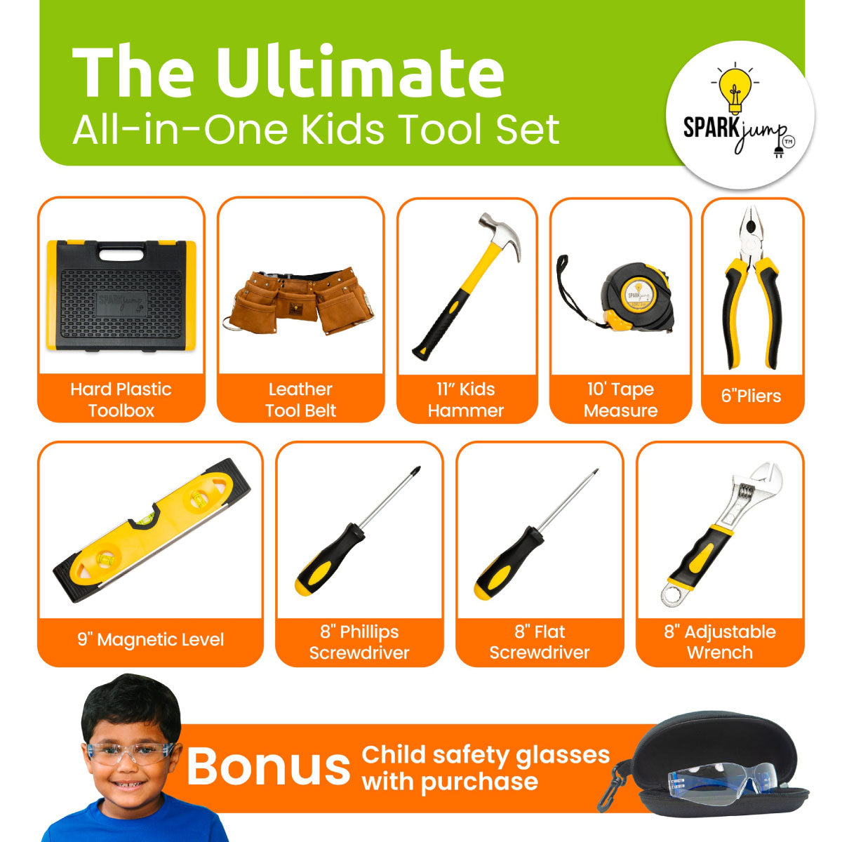 SparkJump Kids' Deluxe Tool Set