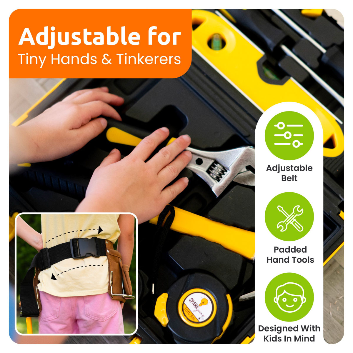 SparkJump Kids' Deluxe Tool Set