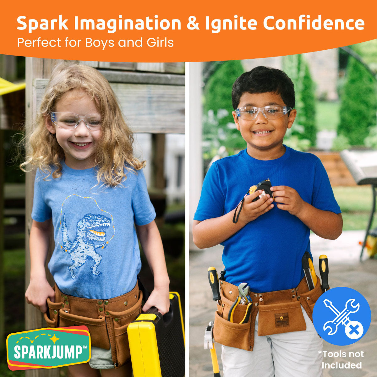 SparkJump Kids' Leather Tool Belt