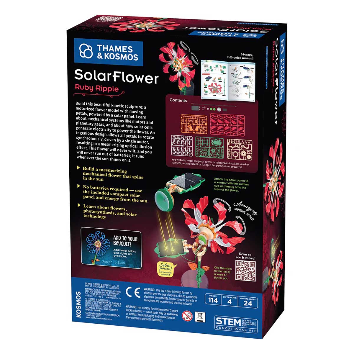 Back of box. Thames and Kosmos SolarFlower Ruby Ripple