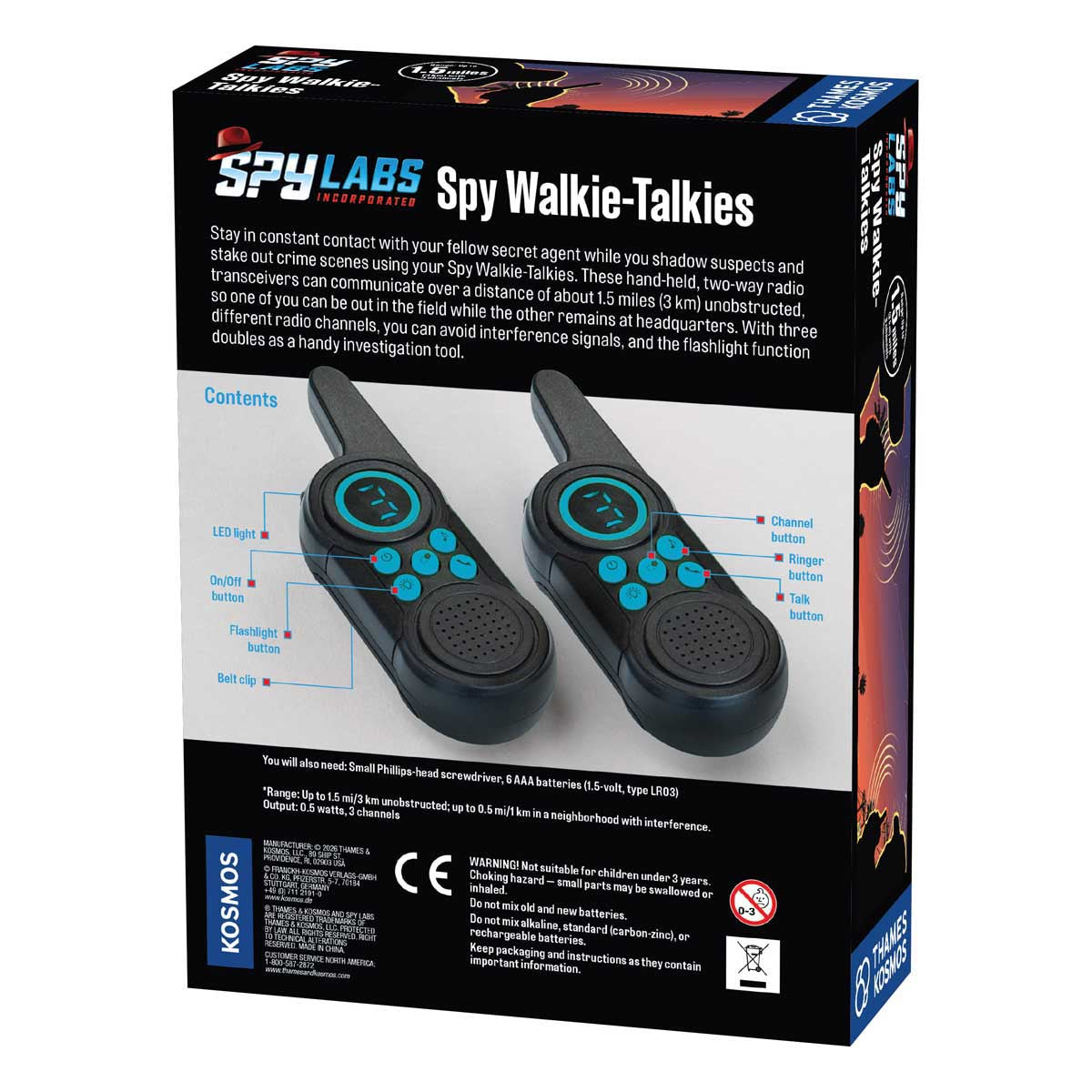 Back of box. Thames and Kosmos Spy Labs Spy Walkie-Talkies
