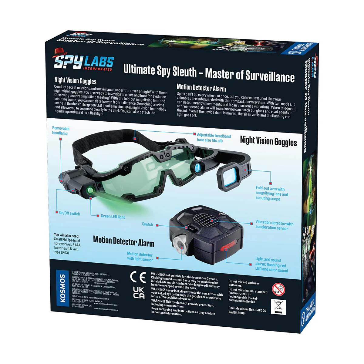 Thames & Kosmos Spy Labs: Ultimate Spy Sleuth Master of Surveillance Motion Detector Alarm Night Vision Goggles
