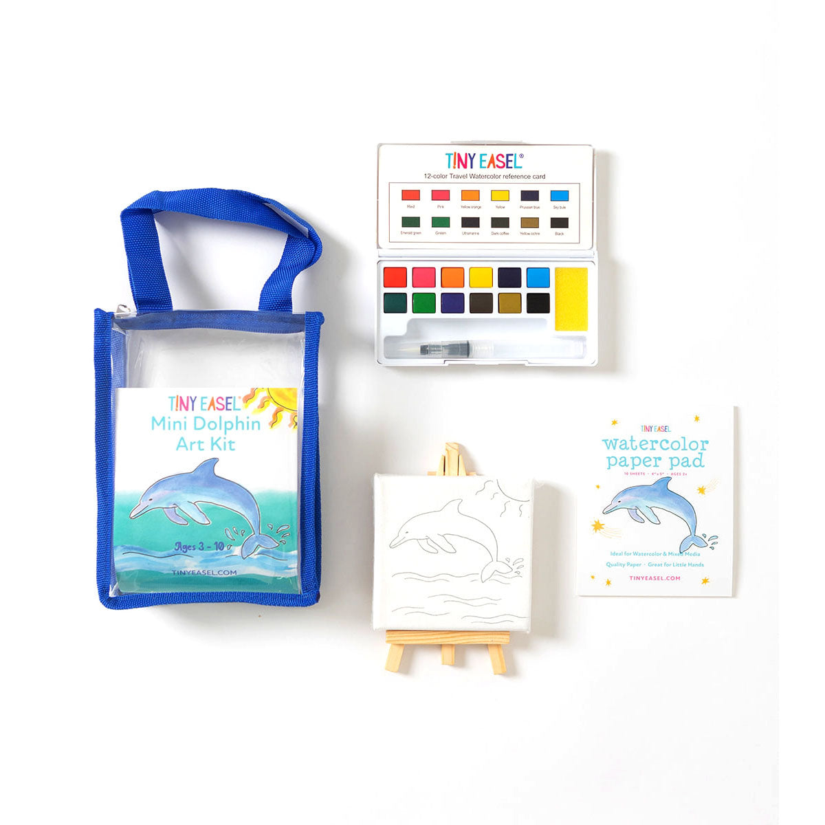 Dolphin Tiny Easel Mini Watercolor Art Kit
