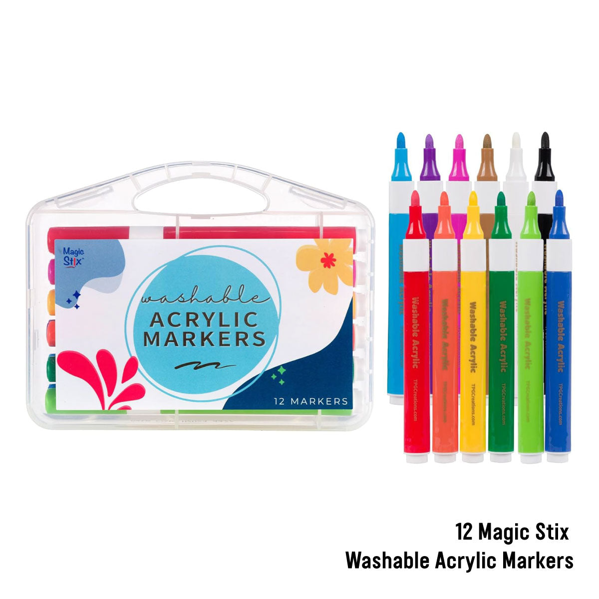 The Pencil Grip Co Magic Stix Washable Acrylic Markers Set of 12 Markers
